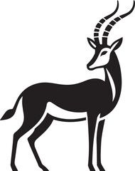 Stylized Black and White Gazelle Vector Illustration – Antelope Silhouette Logo Design
