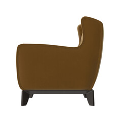 velvet lounge armchair side view isolated