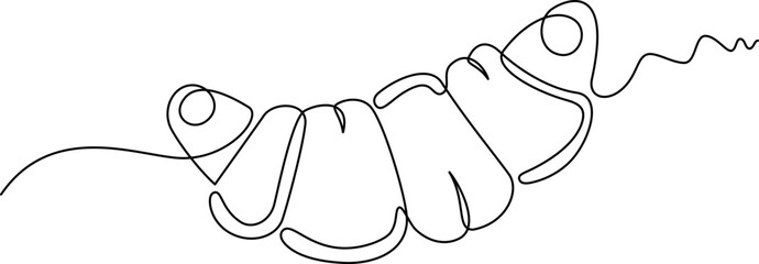 one line art Croissant vector illustration. line art, one continuous line, simple, hand drawn and sketch style. for icons, symbols, signs or logos. PNG