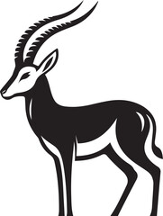 Stylized Black and White Gazelle Vector Illustration – Antelope Silhouette Logo Design