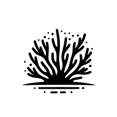 Stylized Black Coral Reef Icon on White Background