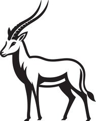 Stylized Black and White Gazelle Vector Illustration – Antelope Silhouette Logo Design