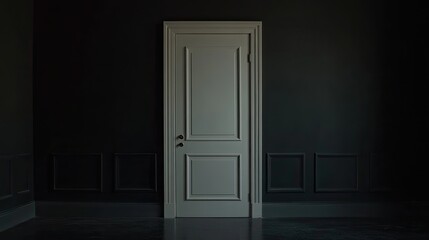 A single, elegant door in a dark room