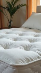 Obraz premium Luxurious white mattress, pristine and inviting , fluffy, peaceful