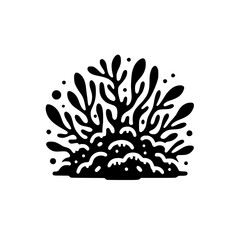 Abstract Black & White Coral Reef Illustration