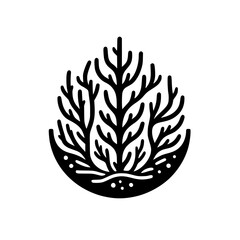 Minimalist Tree Silhouette Logo in Black and White
