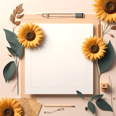 Sunny Sunflower Border, Great for Writing Warm Messages or Cheerful Greeting Cards