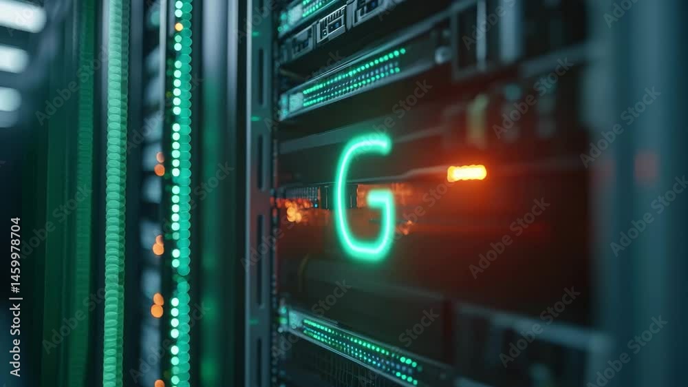 Poster exploring the intricacies of data processing in a modern server environment with advanced technology