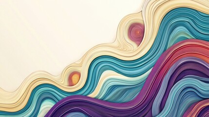 Fototapeta premium Abstract art, with its vibrant strokes of color and flowing forms, evoke a sense of movement and energy. The undulating waves of color create a dynamic composition that engages the eye.