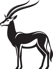 Stylized Black and White Gazelle Vector Illustration – Antelope Silhouette Logo Design