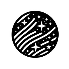 Cosmic Circle: Black & White Starry Celestial Icon