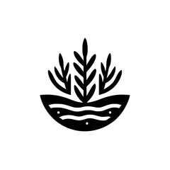 Abstract Black & White Plant Illustration: Minimalist & Modern Logo Design