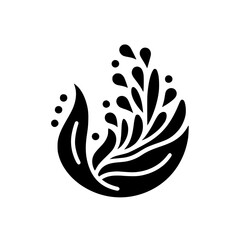 Abstract Black & White Floral Logo: Modern, Organic Design