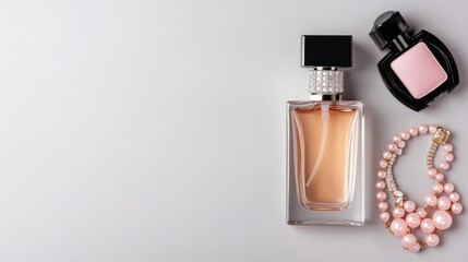 Elegant Still Life Perfume, Blush and Pearls, Luxury , Beauty