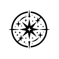 Elegant Starburst Compass Logo in Minimalist Black and White