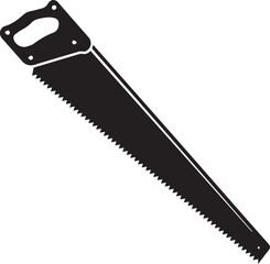 Crosscut Saw Silhouette Black Vector | Woodworking Hand Tool Icon