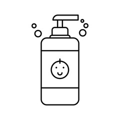 Soap bottle with bubbles. Cleans baby.
