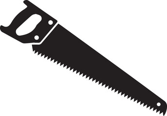 Crosscut Saw Silhouette Black Vector | Woodworking Hand Tool Icon