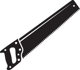 Crosscut Saw Silhouette Black Vector | Woodworking Hand Tool Icon