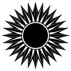 Simplified black and white sunburst vector icon 