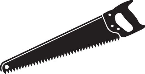 Crosscut Saw Silhouette Black Vector | Woodworking Hand Tool Icon