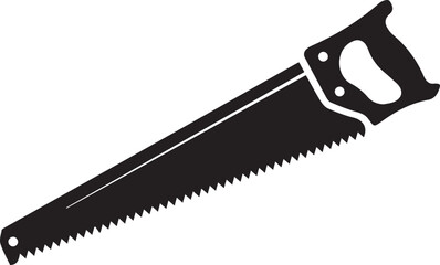 Crosscut Saw Silhouette Black Vector | Woodworking Hand Tool Icon