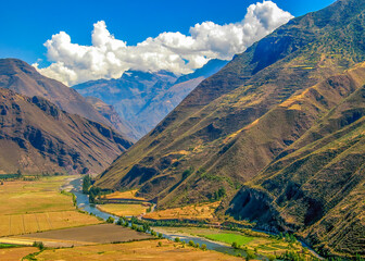 Urabamba Valley,  the Inca Sacred Valley near Cusco in Peru.