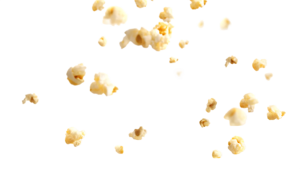 flying popcorn isolated on white background  PNG