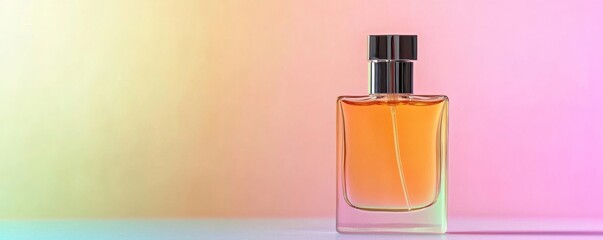Luxury Perfume Bottle on Pastel Gradient Background, Fragrance, Beauty