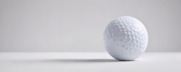 A single dimpled golf ball against a pure white backdrop , flag, swing, course