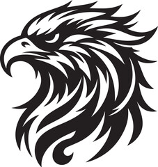 Fototapeta premium Wild hawk head vector illustration, a black tattoo design of a flying eagle, symbol of wild nature