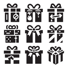 A colorful vector set of gift boxes with bows and ribbons for holiday celebrations like Christmas and birthdays