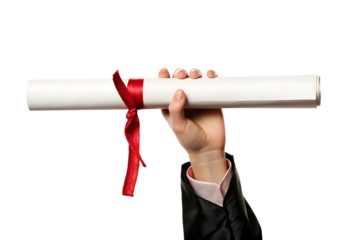hand graduates holding diploma isolated on white background PNG