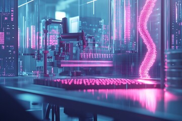 Obraz premium Advanced genome study illustration bioinformatics pipeline showing gene editing clean digital science concept