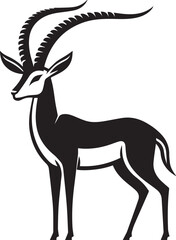 Stylized Black and White Gazelle Vector Illustration – Antelope Silhouette Logo Design