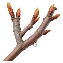 Fototapeta premium Fresh Buds on Young Branches Showing Spring Growth and Renewal in Nature's Cycle of Life, isolated on transparent background.