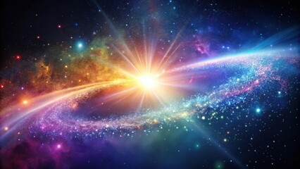 Fototapeta premium Cosmic Explosion A celestial symphony of light, color, and stardust, showcasing the breathtaking power and beauty of a supernova in a vast, swirling galaxy.