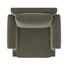 Classic roll arm lounge chair top view isolated.