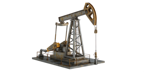 oil pump jack on oilfield industry isolated on white background PNG