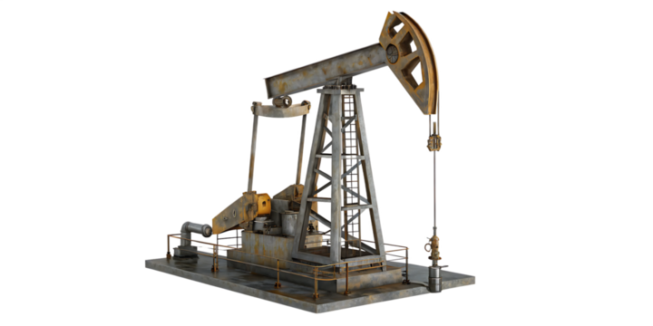 oil pump jack on oilfield industry isolated on white background PNG