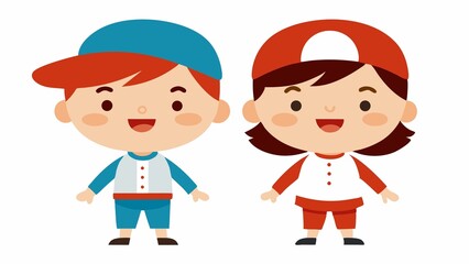 Cute Cartoon Children Baseball Uniforms Playful Game