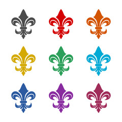 Fleur de lis icon isolated on white background. Set icons colorful © sljubisa