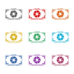 Image coming soon icon isolated on white background. Set icons colorful