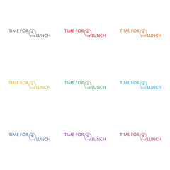 Time for lunch icon isolated on white background. Set icons colorful