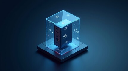 3D isometric secured storage concept &mdash; ready-to-use texture for SaaS platforms and IT marketing