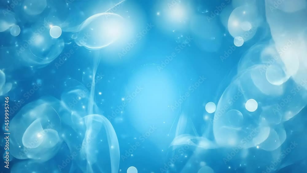 Poster Dynamic blue motion background template with vibrant swirls and bubbles for modern design projects, Blue motion background template