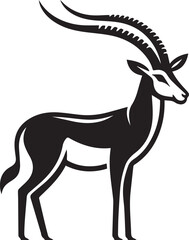 Stylized Black and White Gazelle Vector Illustration – Antelope Silhouette Logo Design