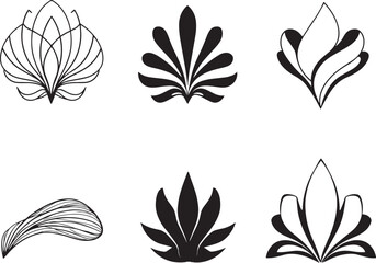 A set of vector elements, modern flat design with intricate black lines and futuristic aesthetics of sharp angles and smooth curves, simple two-dimensional shapes, soft dreamy atmosphere and high tech