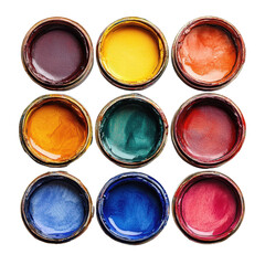 Watercolor paints isolated on transparent background.