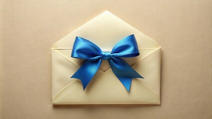 An envelope with a delicate blue ribbon, a symbol of thoughtful communication and a special message